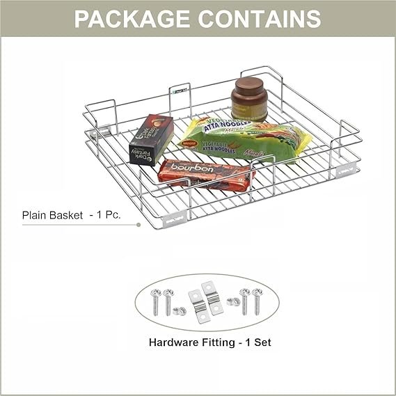 Tajpuria Stainless Steel Plain Basket for Modular Kitchen Trolley/Drawer/Cabinet/Storage Organizer 4 Inches - Image 3